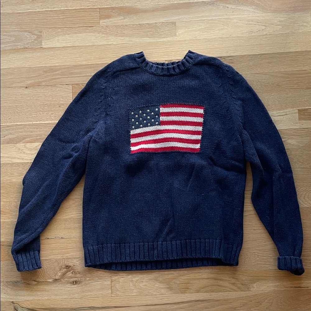 Vintage Lands End American Flag sweater